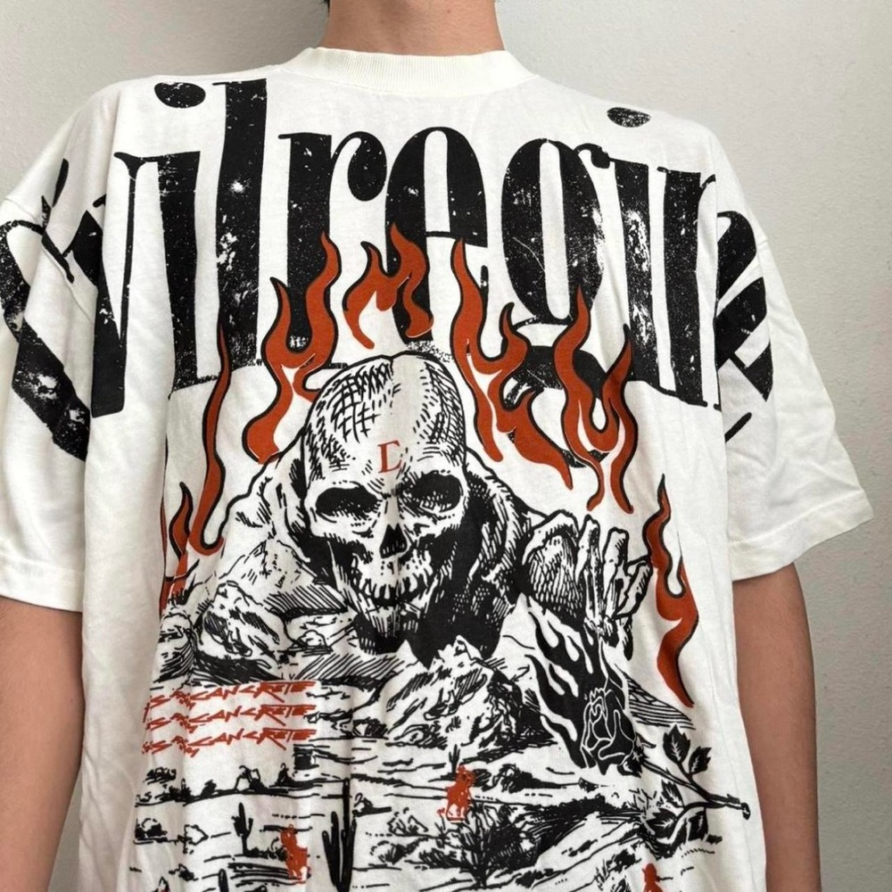 Civil Regime Burning Frontier Graphics White Tee Shirt